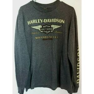 Mens HARLEY DAVIDSON MOTORCYCLE Grey Long Sleeve L